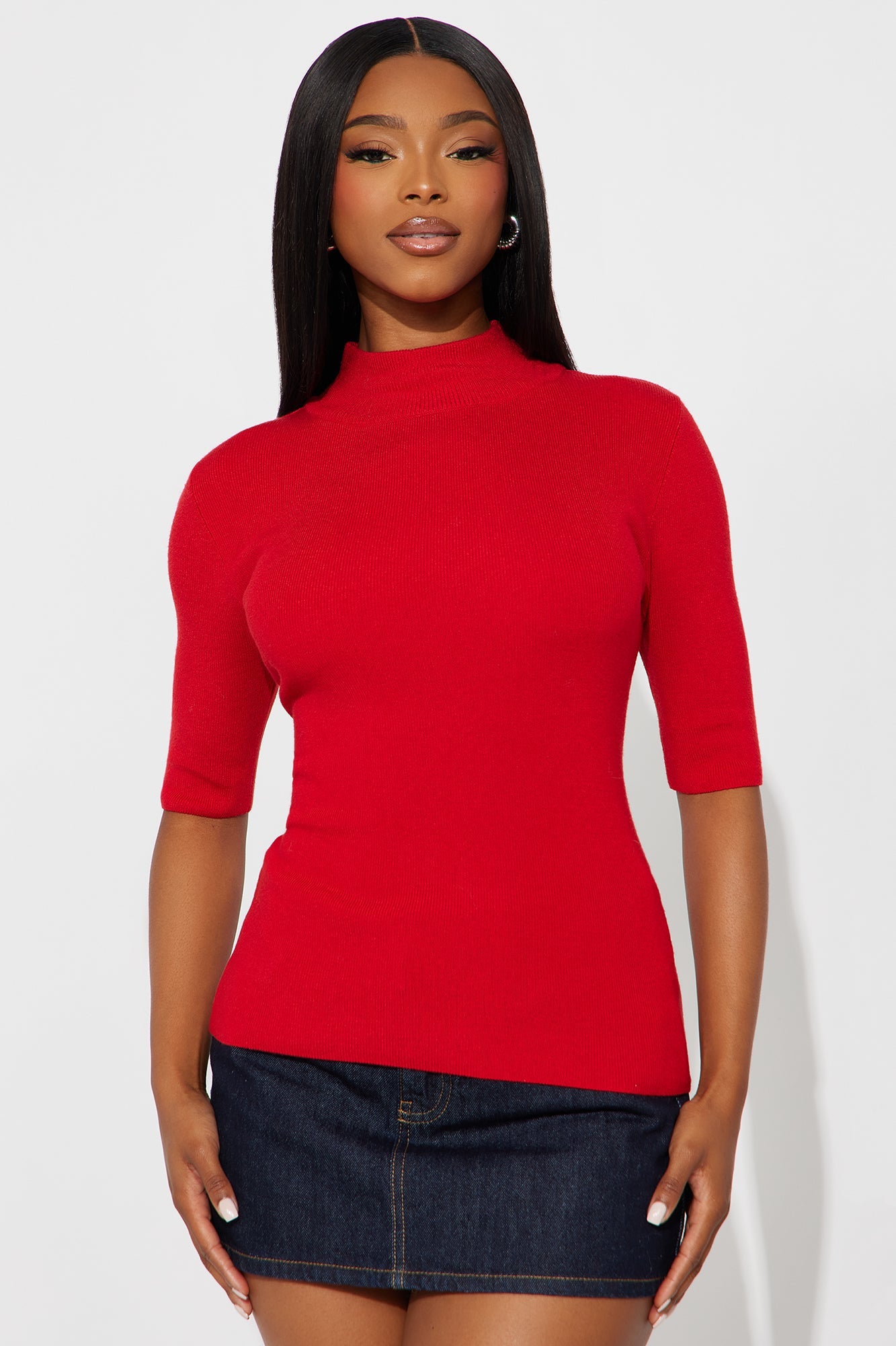 Calm Vibes Ribbed Sweater - Red
