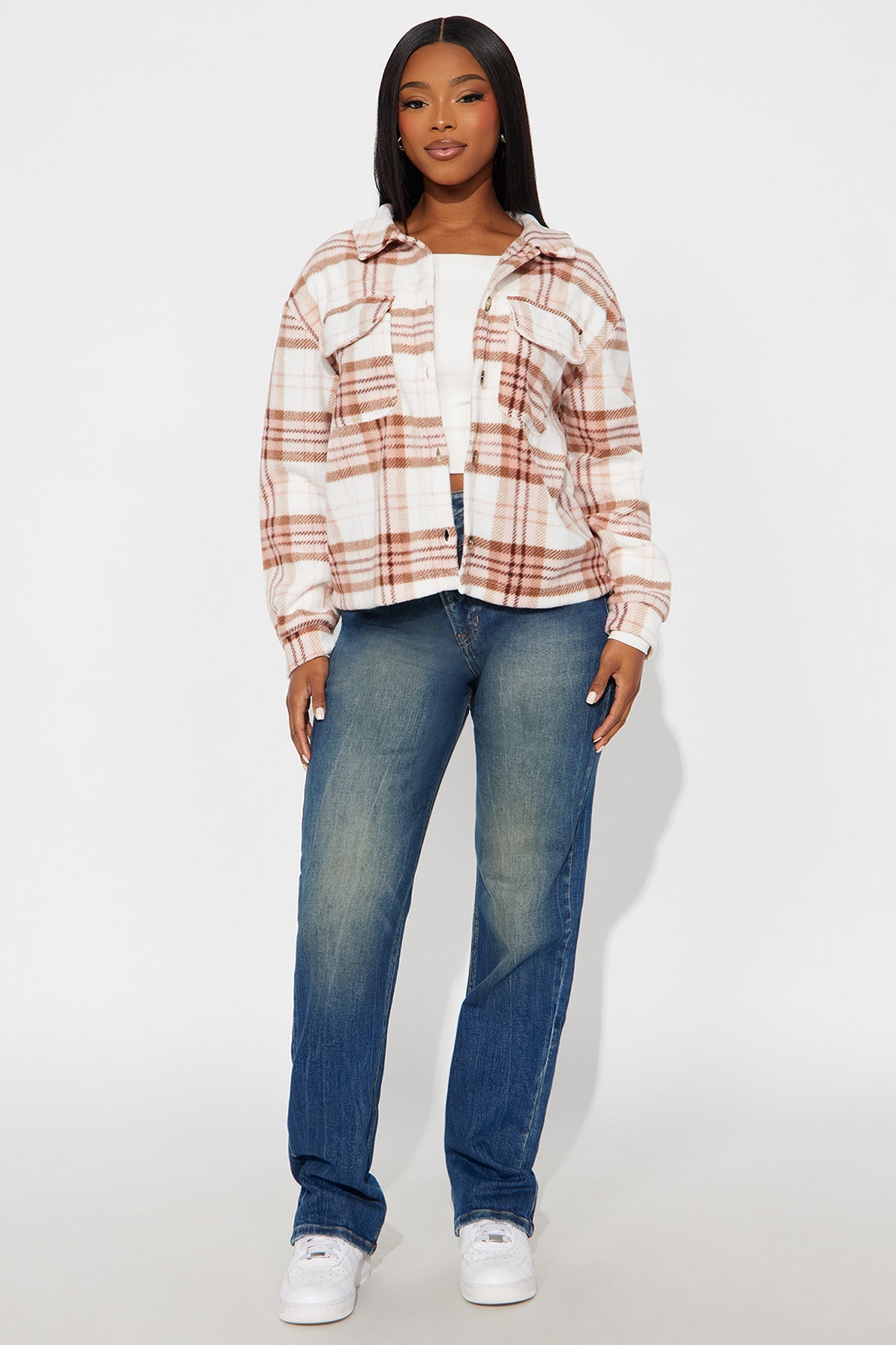 Jessica Plaid Shacket - Brown/combo