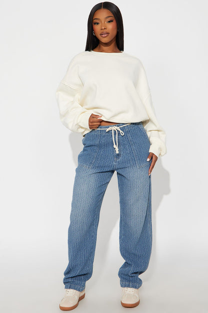 Nolita Loose Textured Jeans - Medium Wash