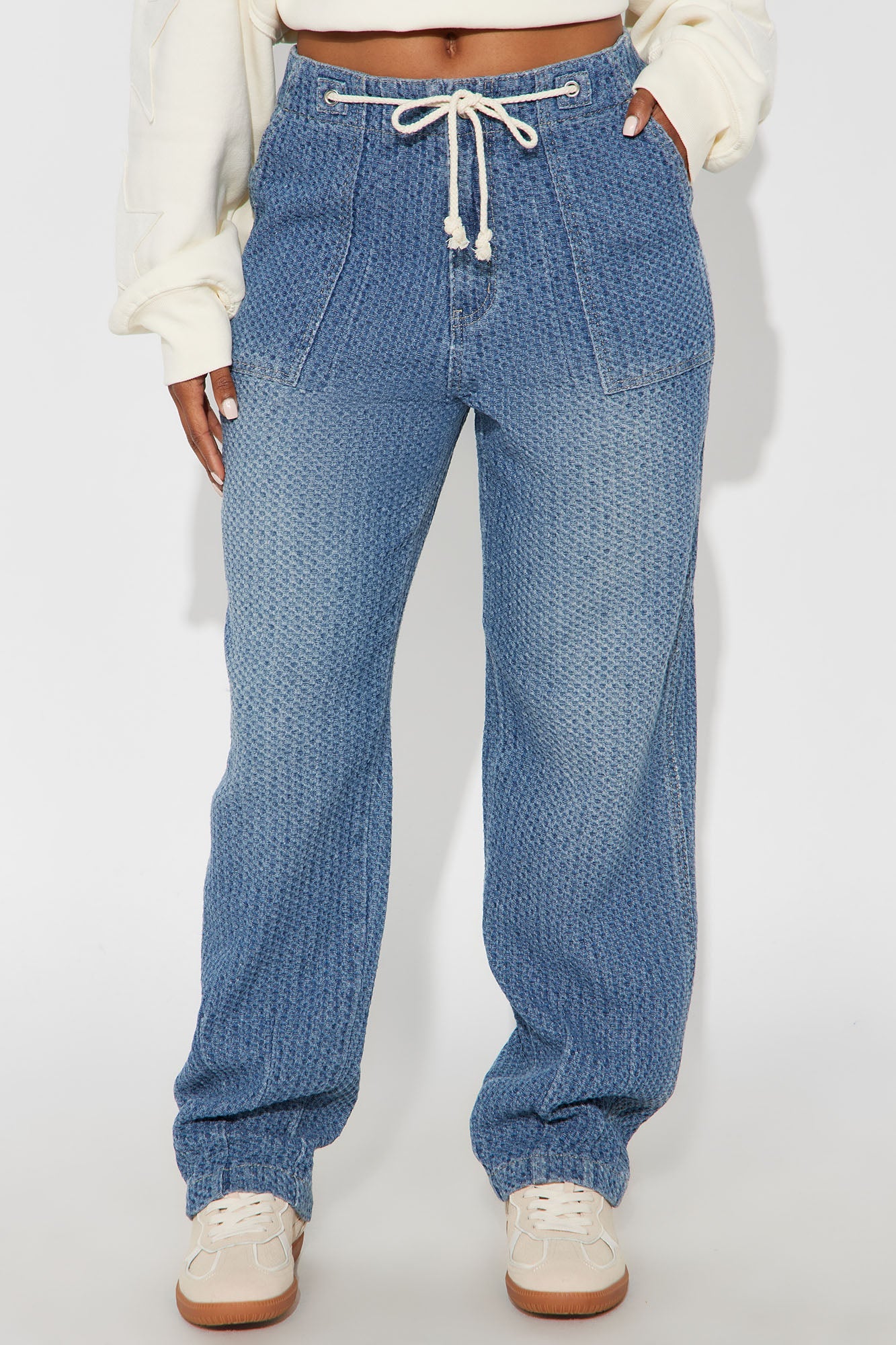 Nolita Loose Textured Jeans - Medium Wash