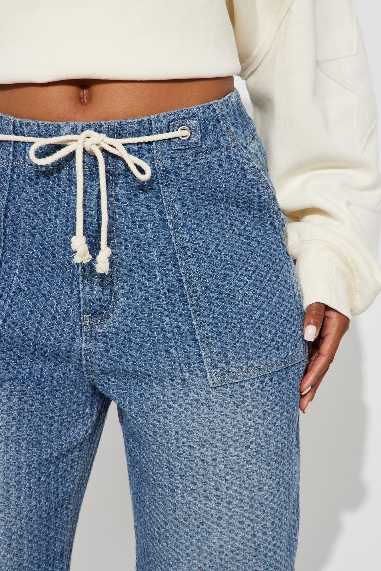 Nolita Loose Textured Jeans - Medium Wash