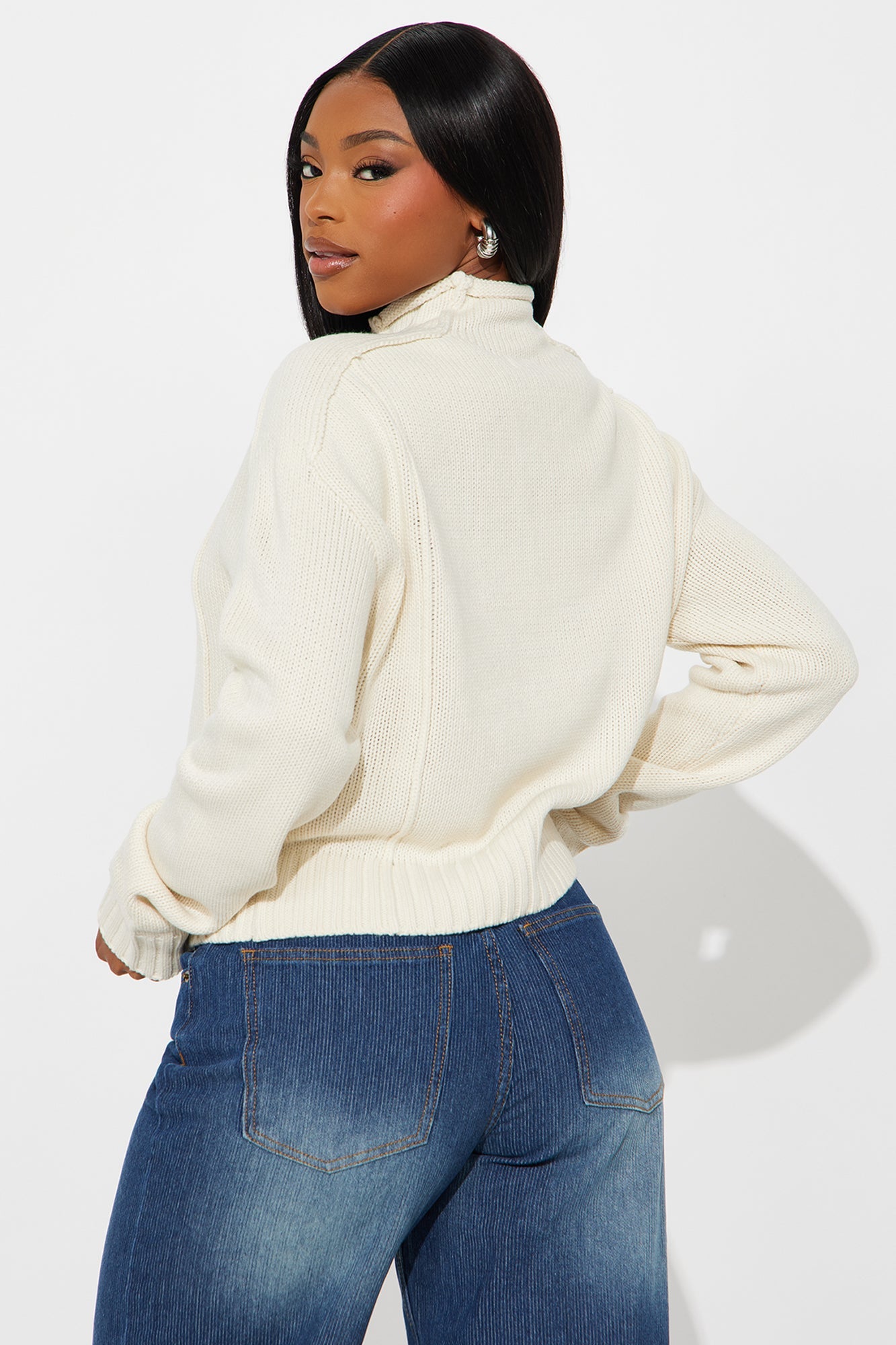 Frosty Queen Mock Neck Sweater - Cream