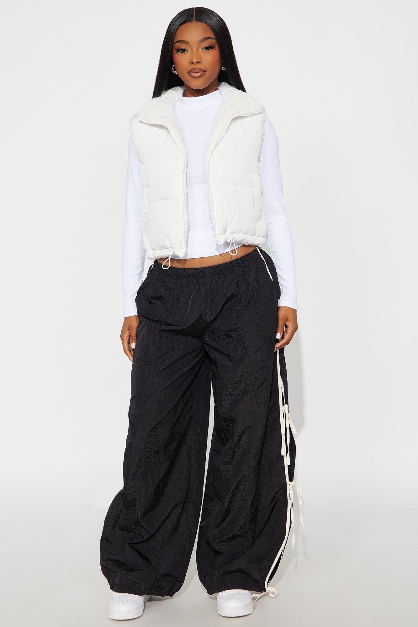 Never Too Cozy Sherpa Puffer Vest - Ivory