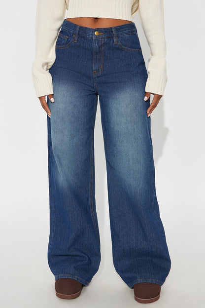 The Limit Wide Leg Jeans - Dark Wash