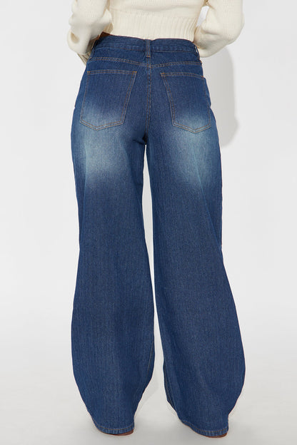 The Limit Wide Leg Jeans - Dark Wash