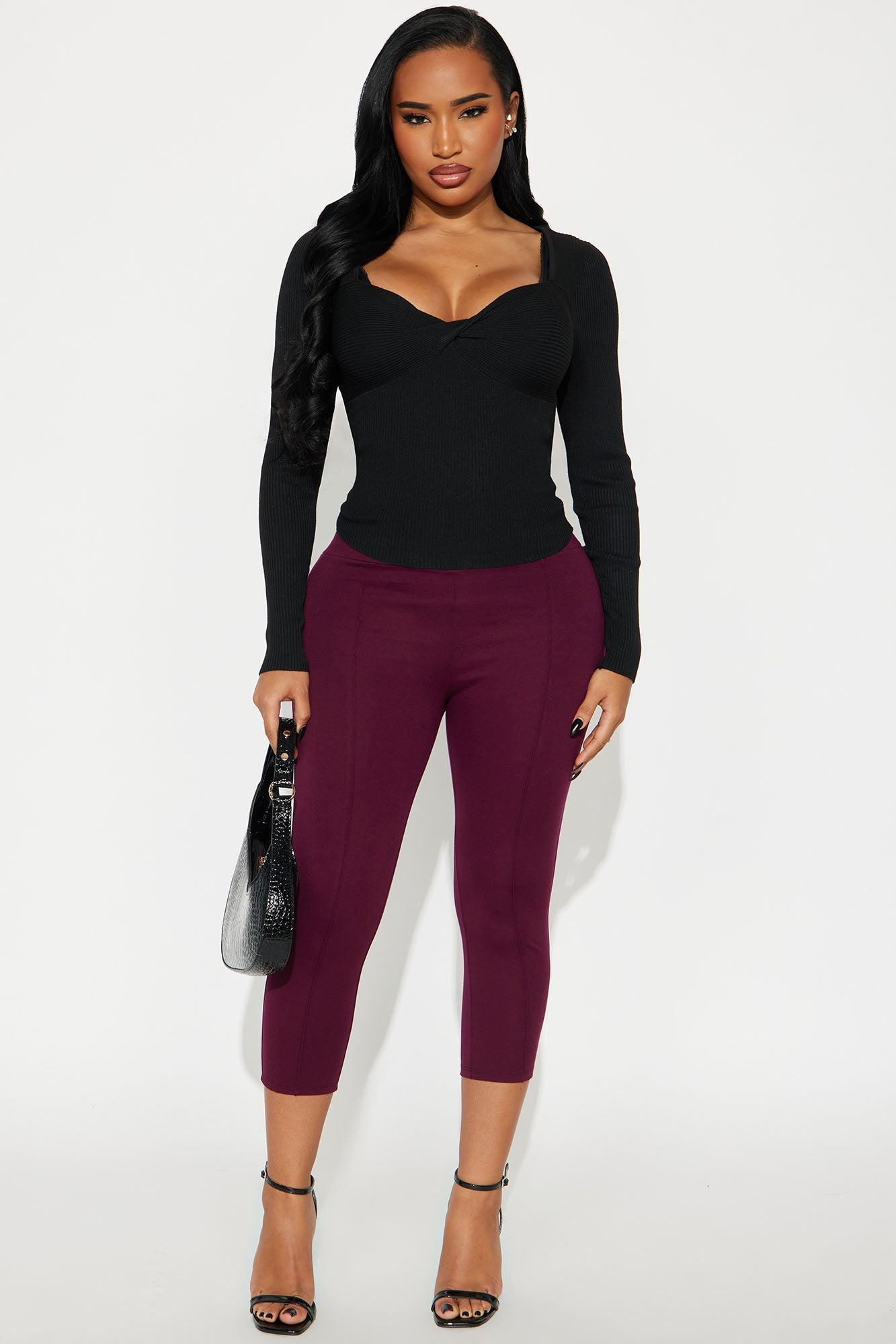 Just My Nature Twisted Sweater Top - Black