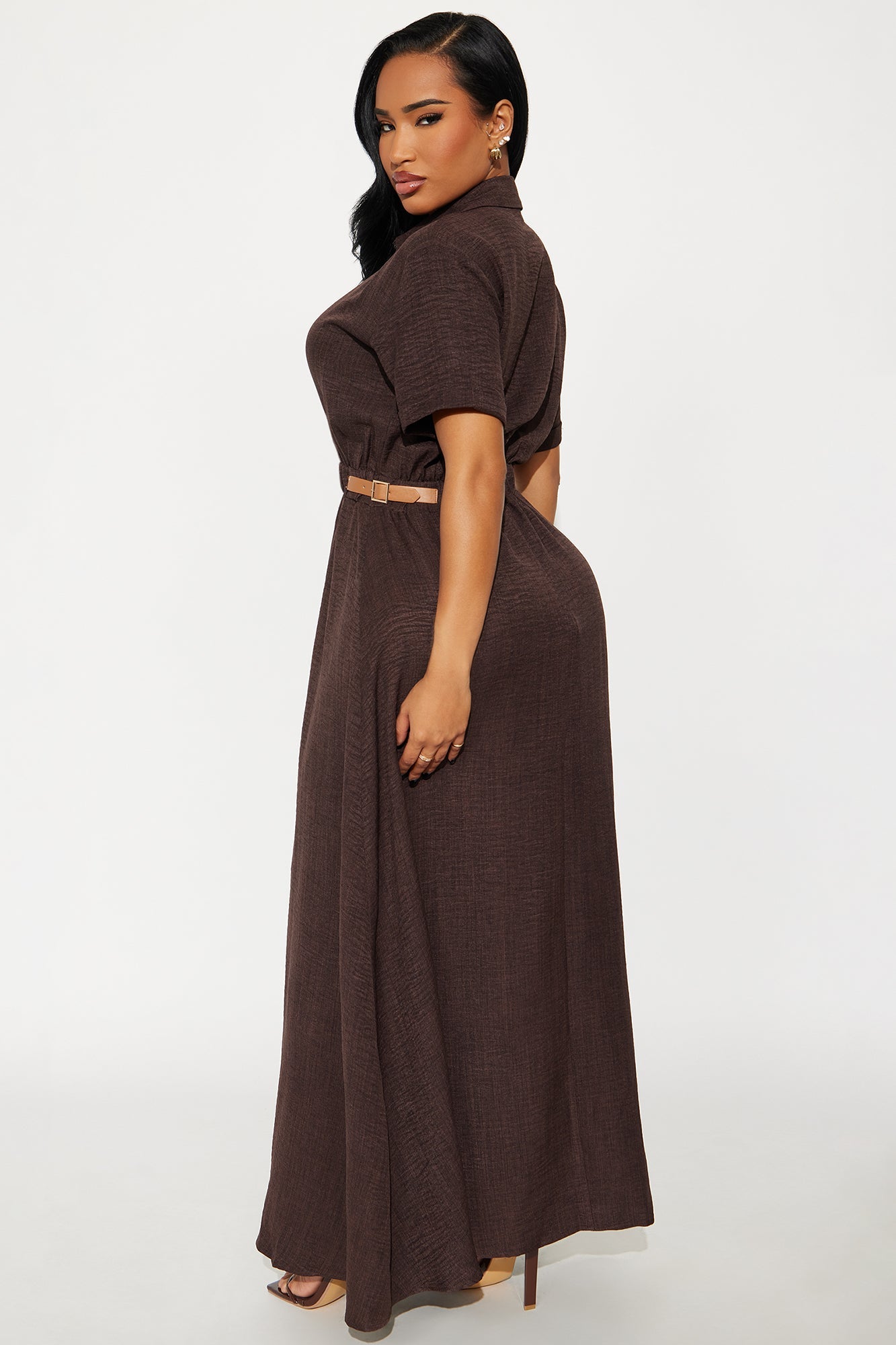 Georgiana Button Up Maxi Dress - Chocolate