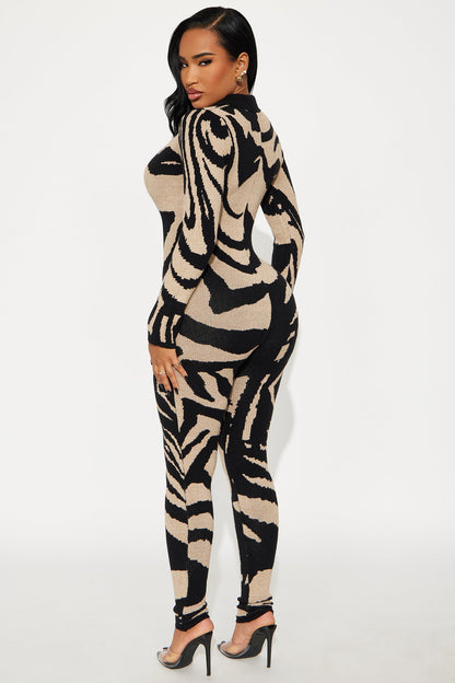 Aurora Sweater Knit Jumpsuit - Black/combo