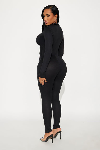 Dayanna Ribbed Knot Jumpsuit - Black