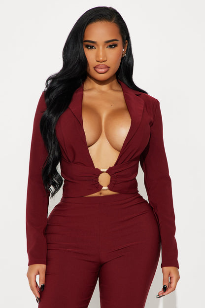 Claire Blazer Pant Set - Burgundy
