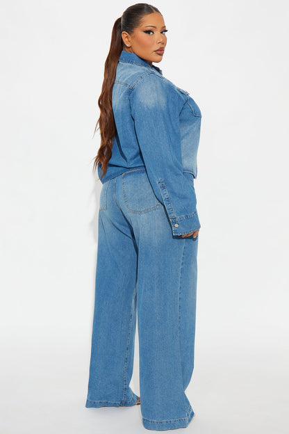 Monica Denim Pant Set - Medium Wash