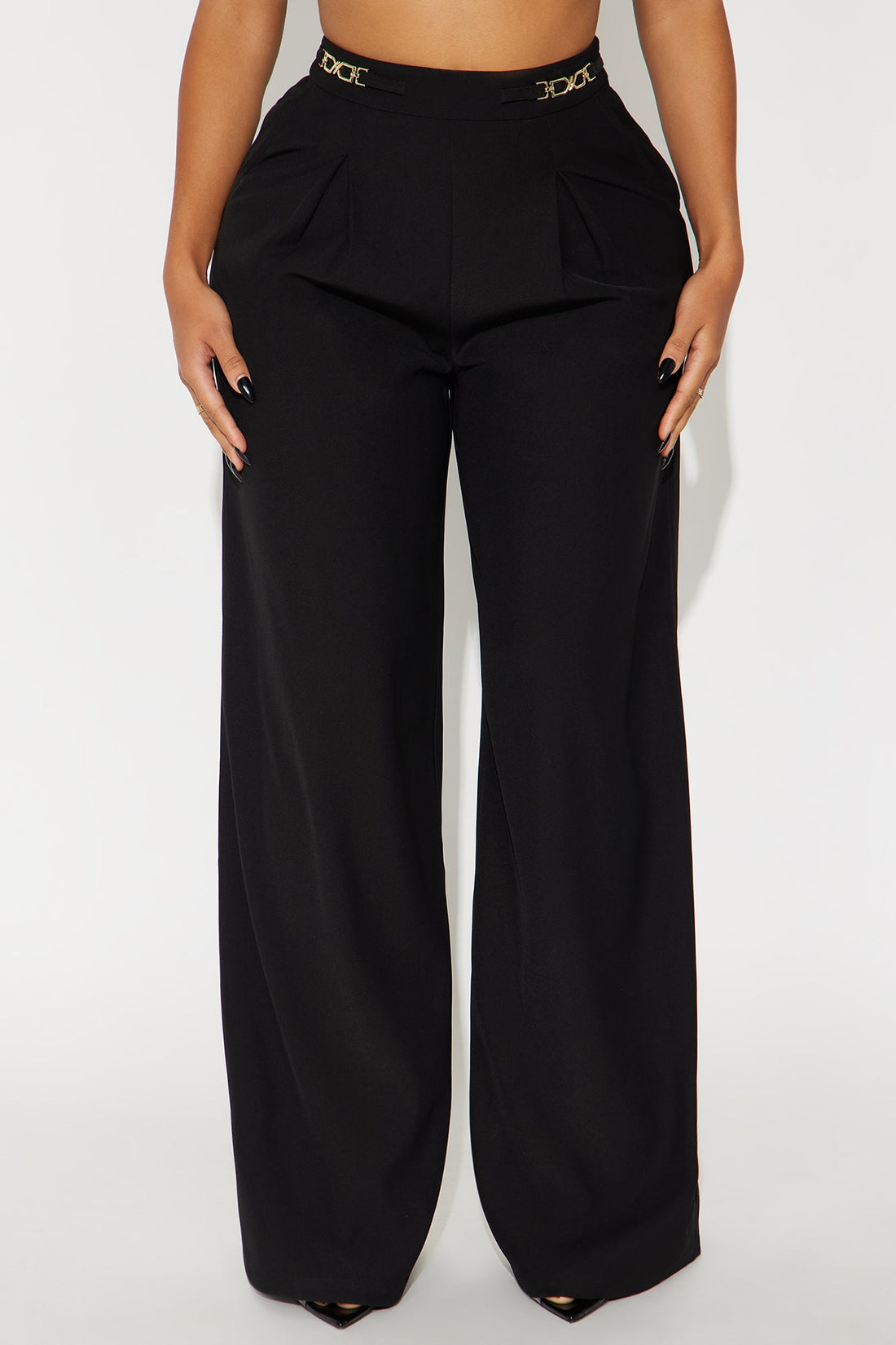 Aleah High Rise Twill Rigid Trouser Pant 33 - Black