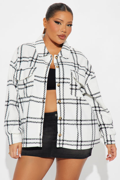 Jessica Plaid Shacket - Black/White