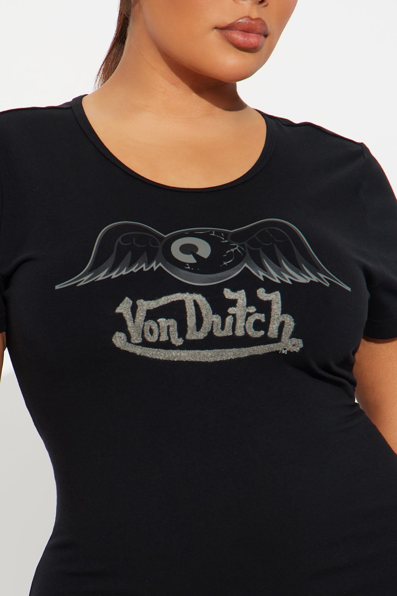 Von Dutch Wings T Shirt Mini Dress - Black