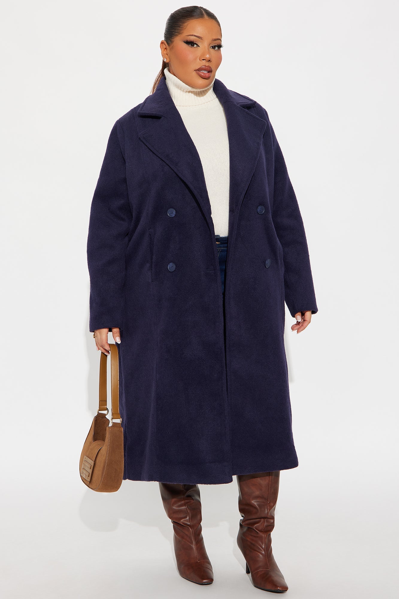 Melonie Wool Trench Coat - Navy