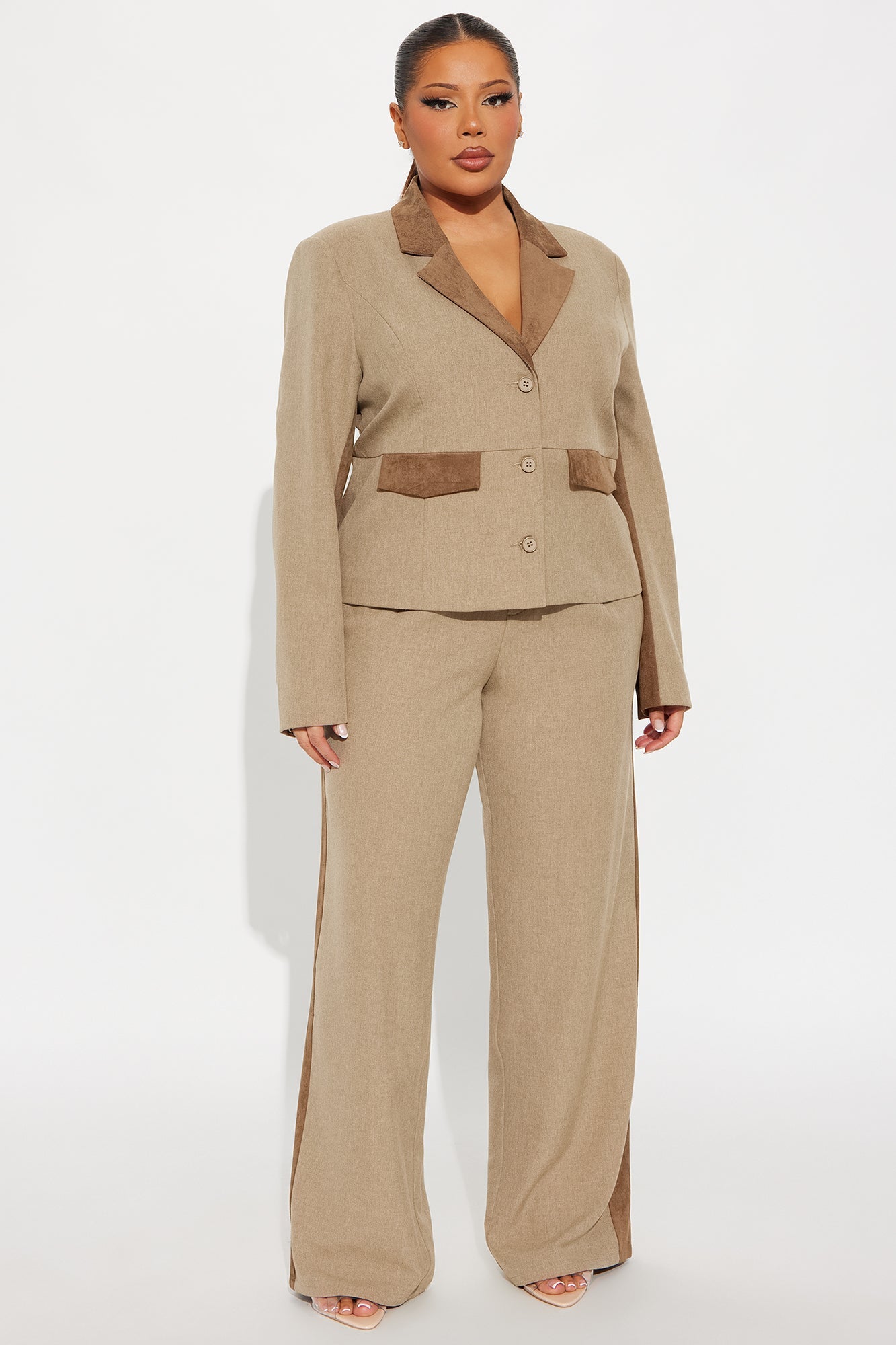 Bonnie Contrast Twill Rigid Blazer - Brown