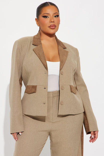 Bonnie Contrast Twill Rigid Blazer - Brown