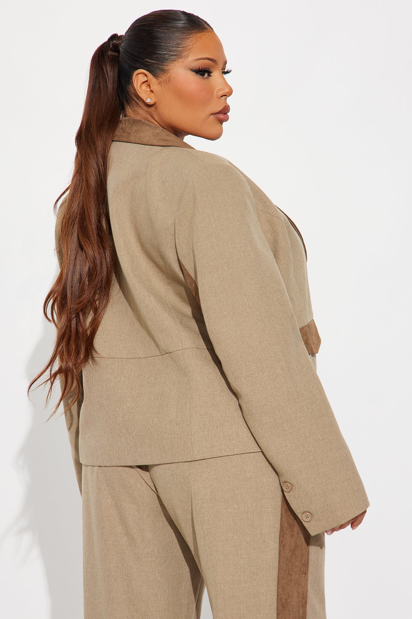 Bonnie Contrast Twill Rigid Blazer - Brown