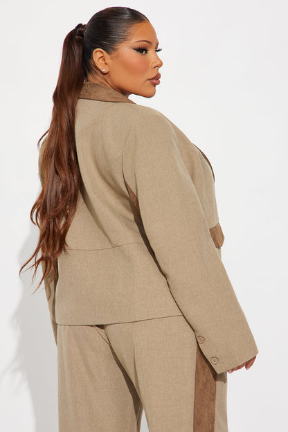 Bonnie Contrast Twill Rigid Blazer - Brown