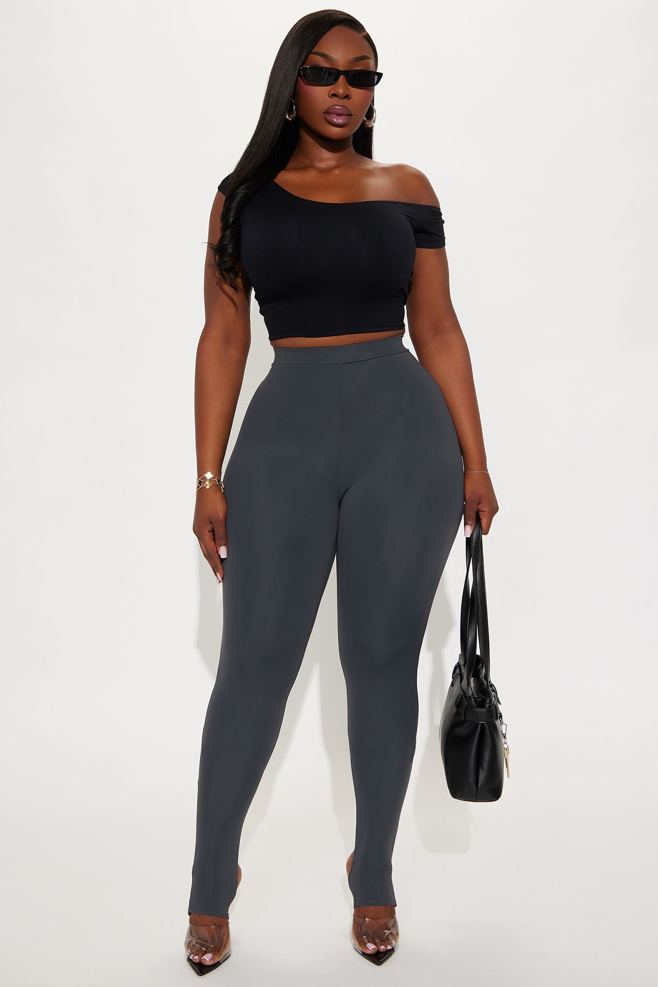 Sleek Statement High Rise Footed Legging - Charcoal