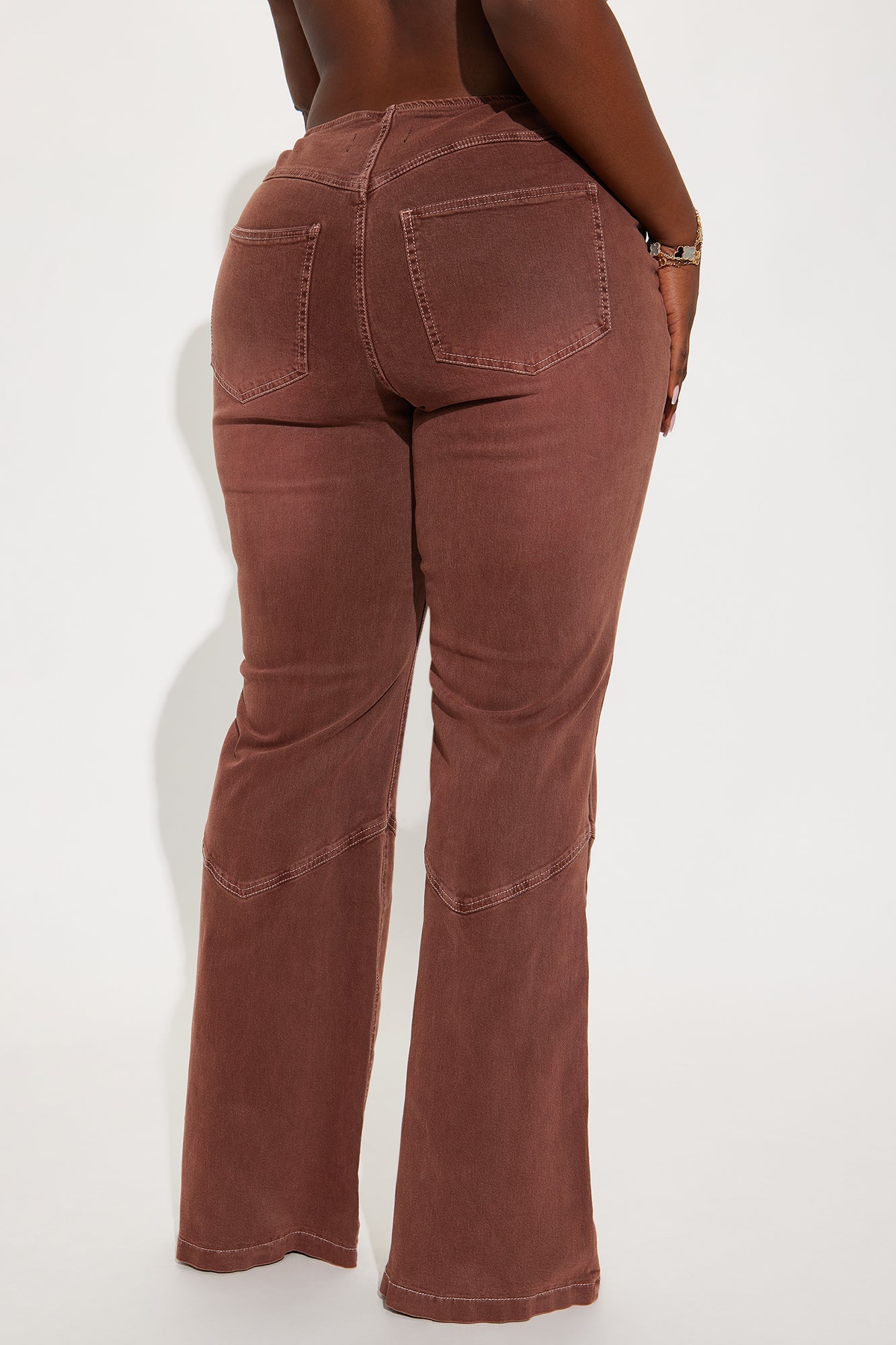 Born To Ride Lace Up Low Rise Flare Jeans - Brown