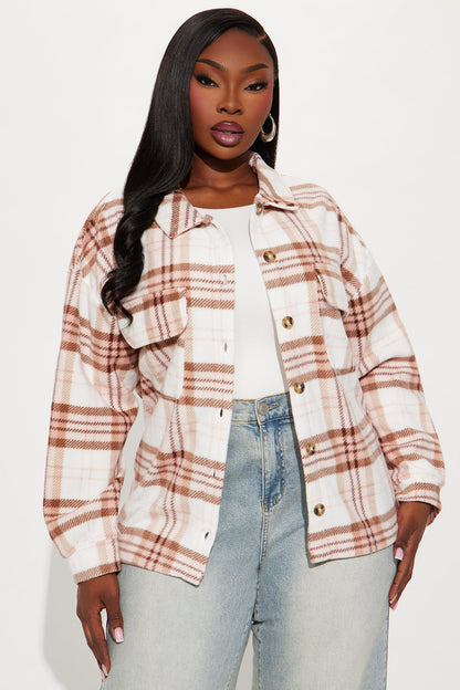 Jessica Plaid Shacket - Brown/combo