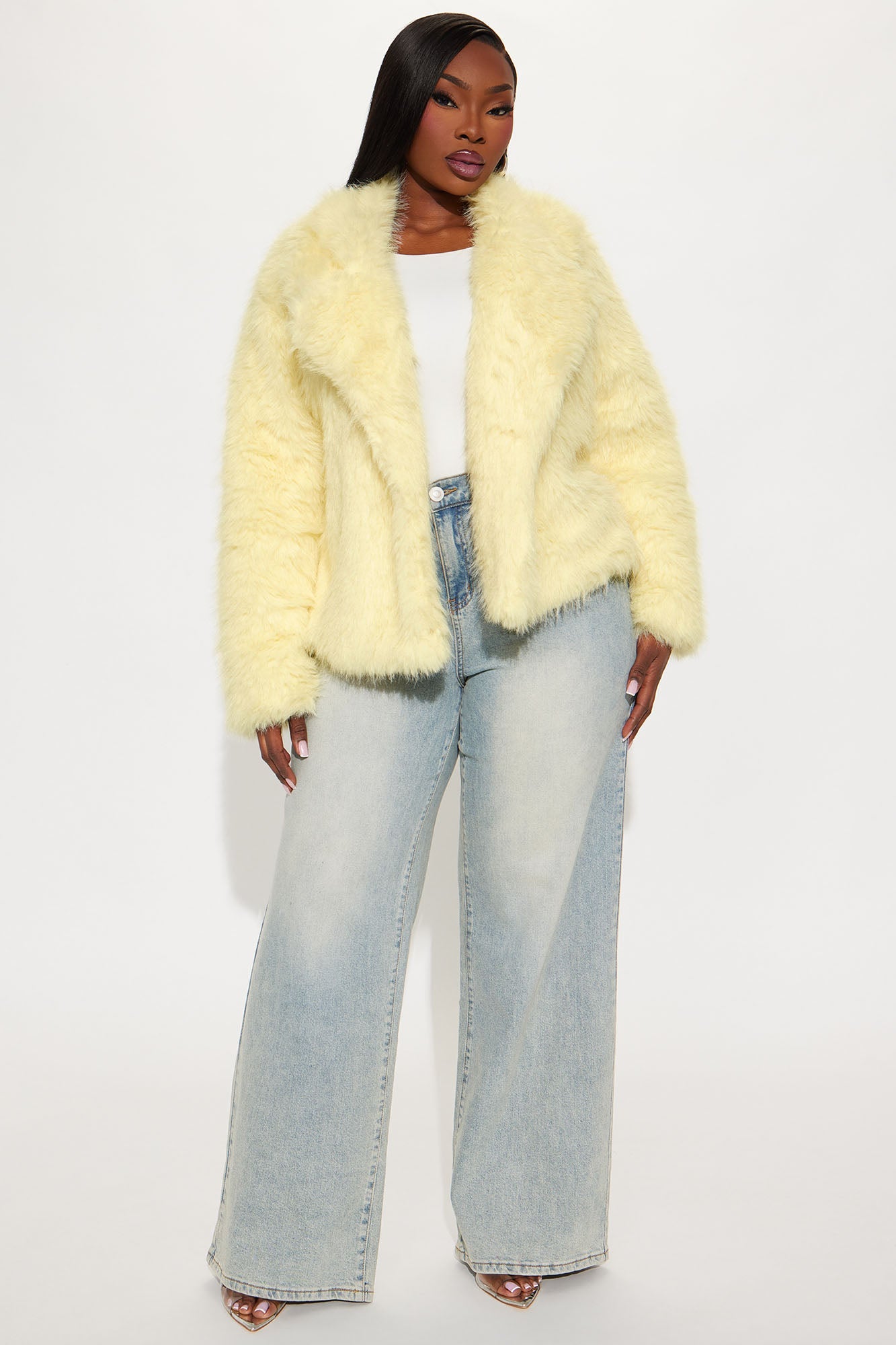 Kennedy Faux Fur Coat - Butter Yellow