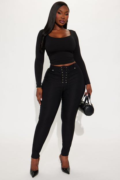 Bet On It Tie Up Skinny Pant 29″ - Black