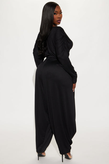 Jessie Balloon Leg Off Shoulder Jumpsuit - Black