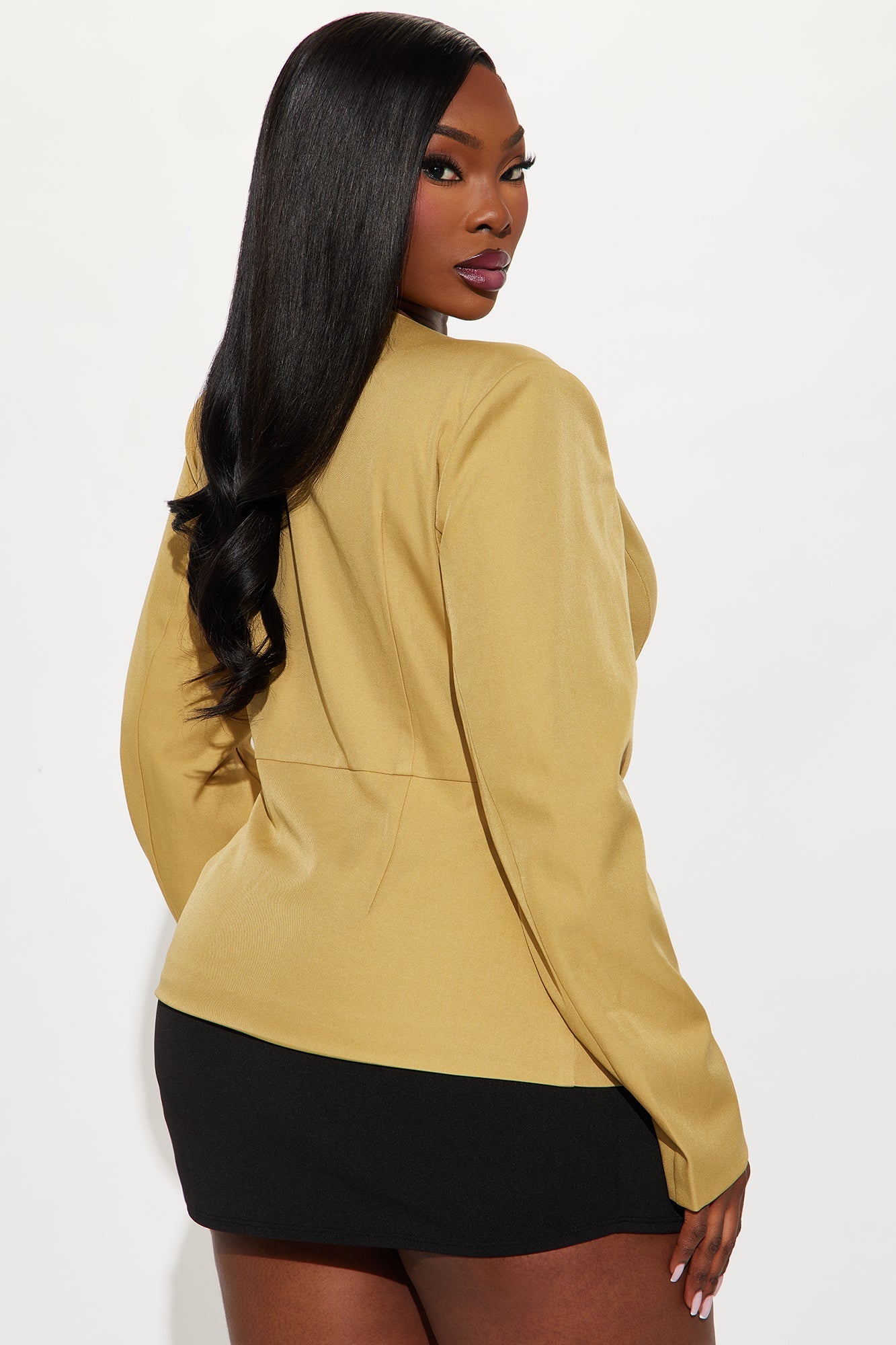 Wifey Status Twill Rigid Blazer - Mustard