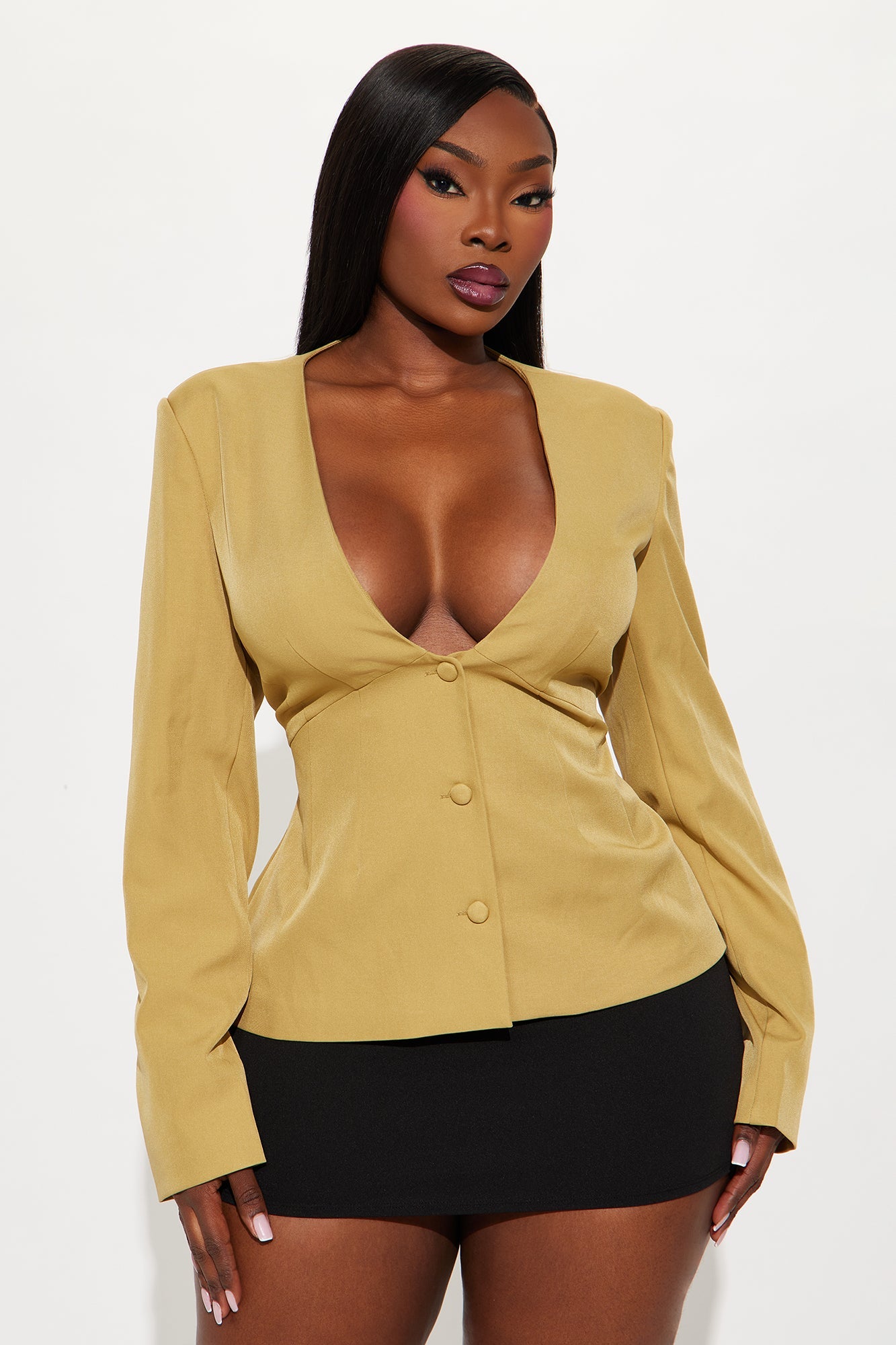 Wifey Status Twill Rigid Blazer - Mustard