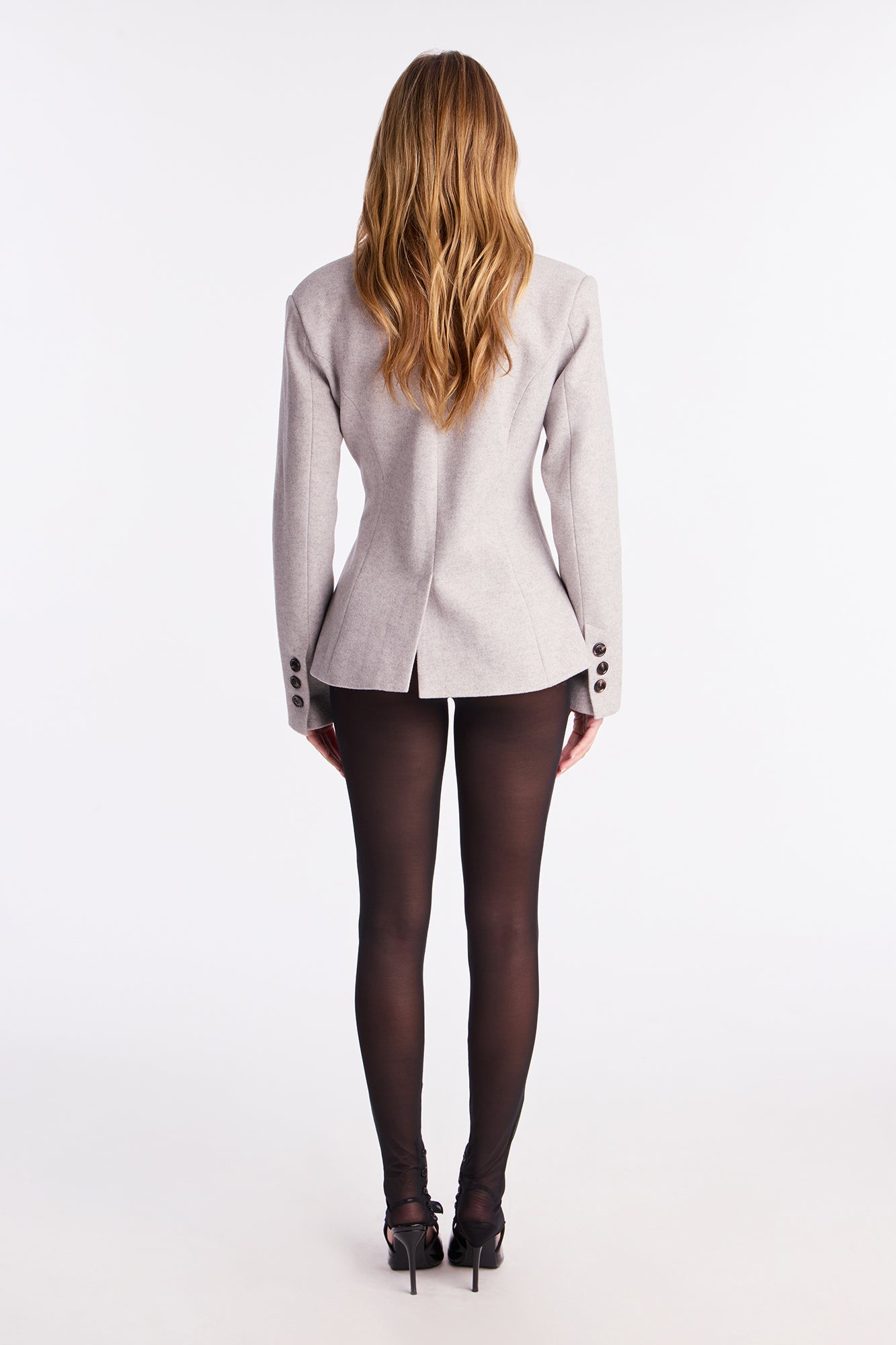 Alayna Fitted Crepe Blazer - Light Grey