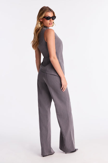 Kara High Neck Pant Set - Grey