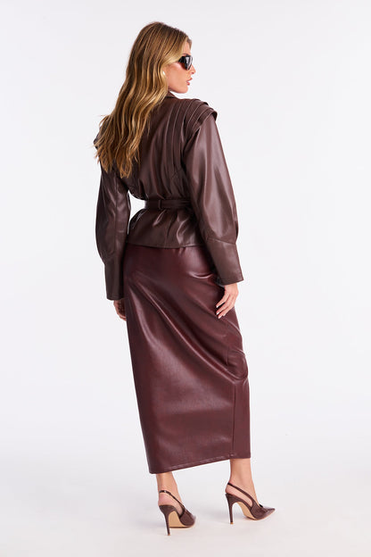 No Hard Feelings Faux Leather Jacket - Brown
