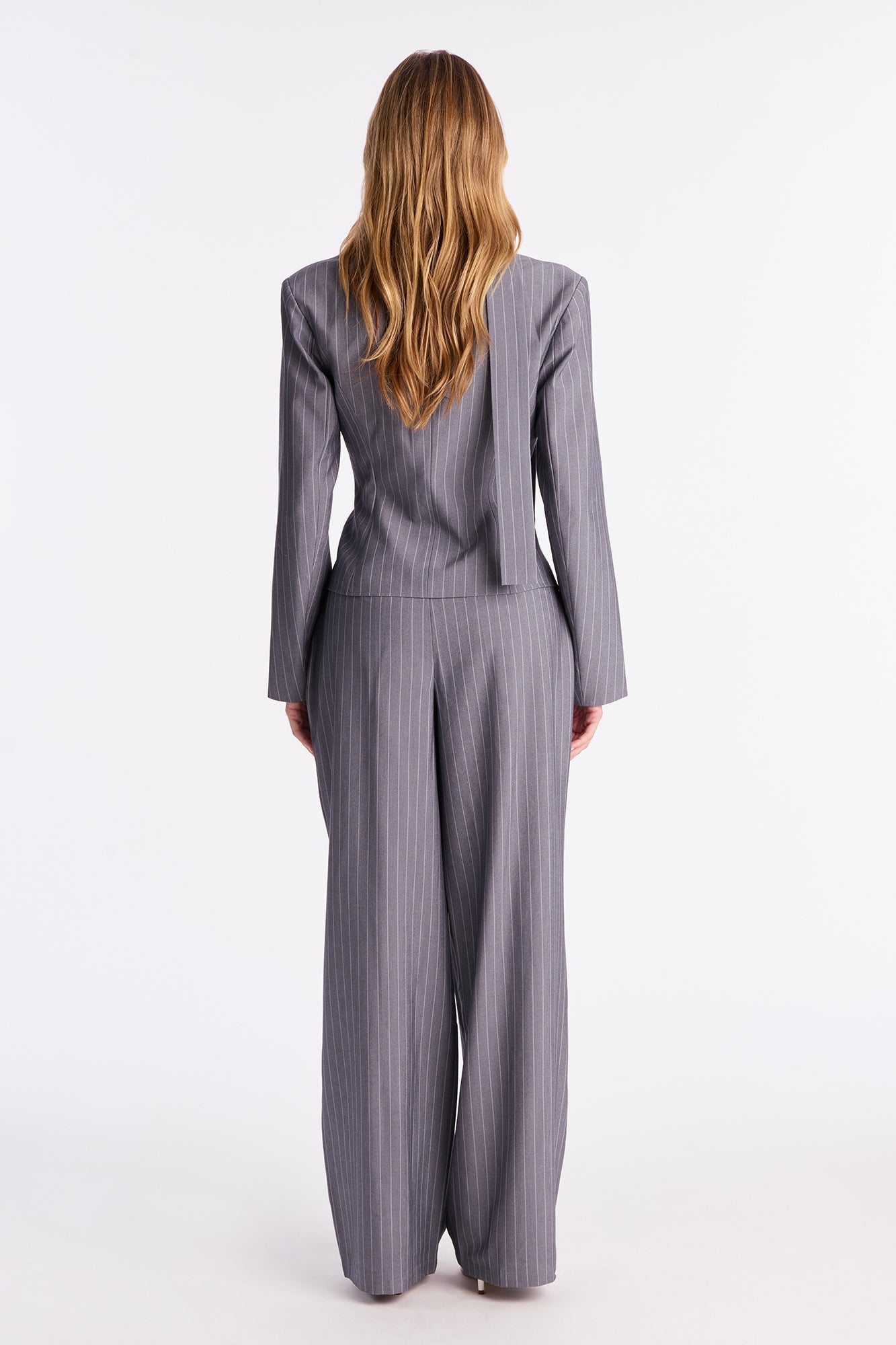 Ready To Rule 3 Piece Pinstripe Blazer Pant Set - Grey