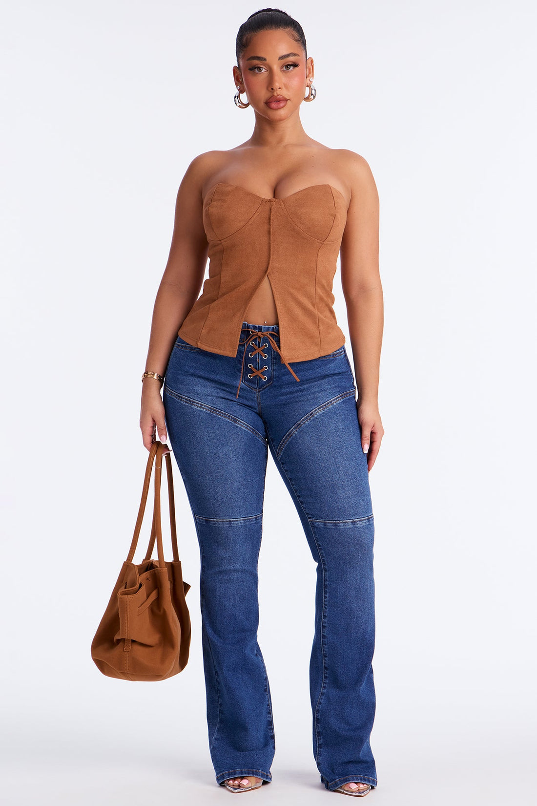 Born To Roam Lace Up Bootcut Jeans - Dark Wash