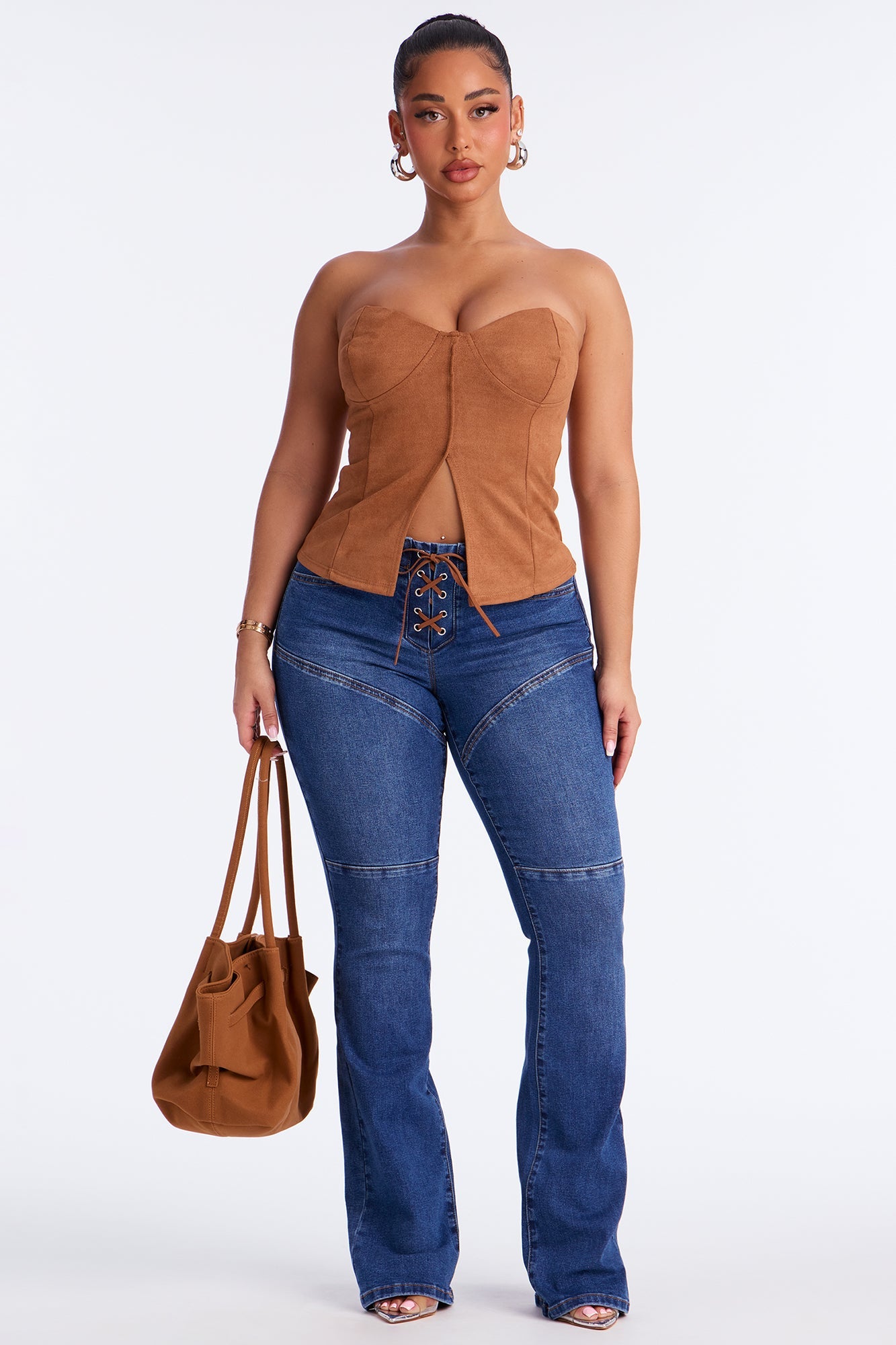Born To Roam Lace Up Bootcut Jeans - Dark Wash
