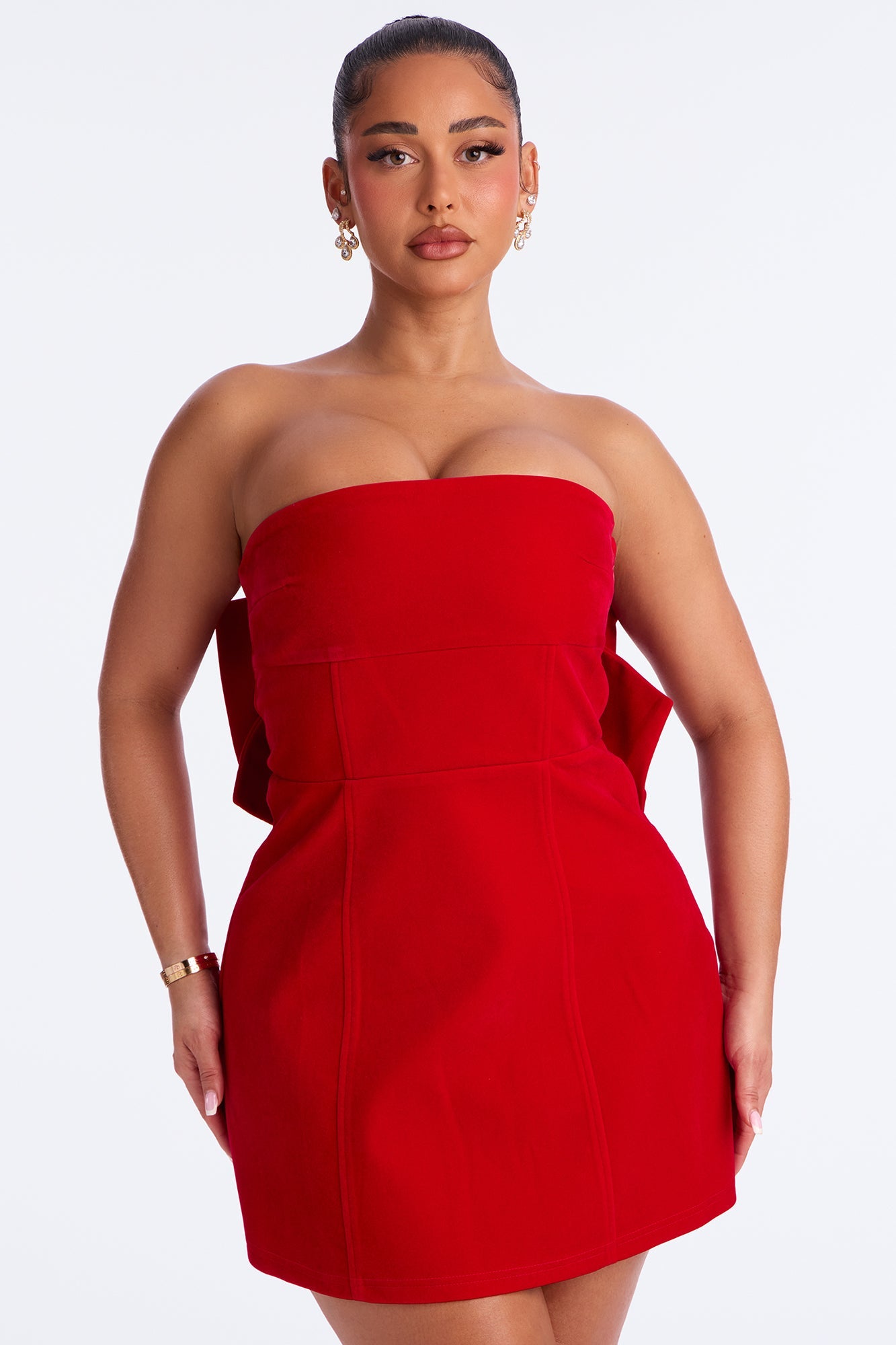 Claribel Velvet Mini Dress - Red