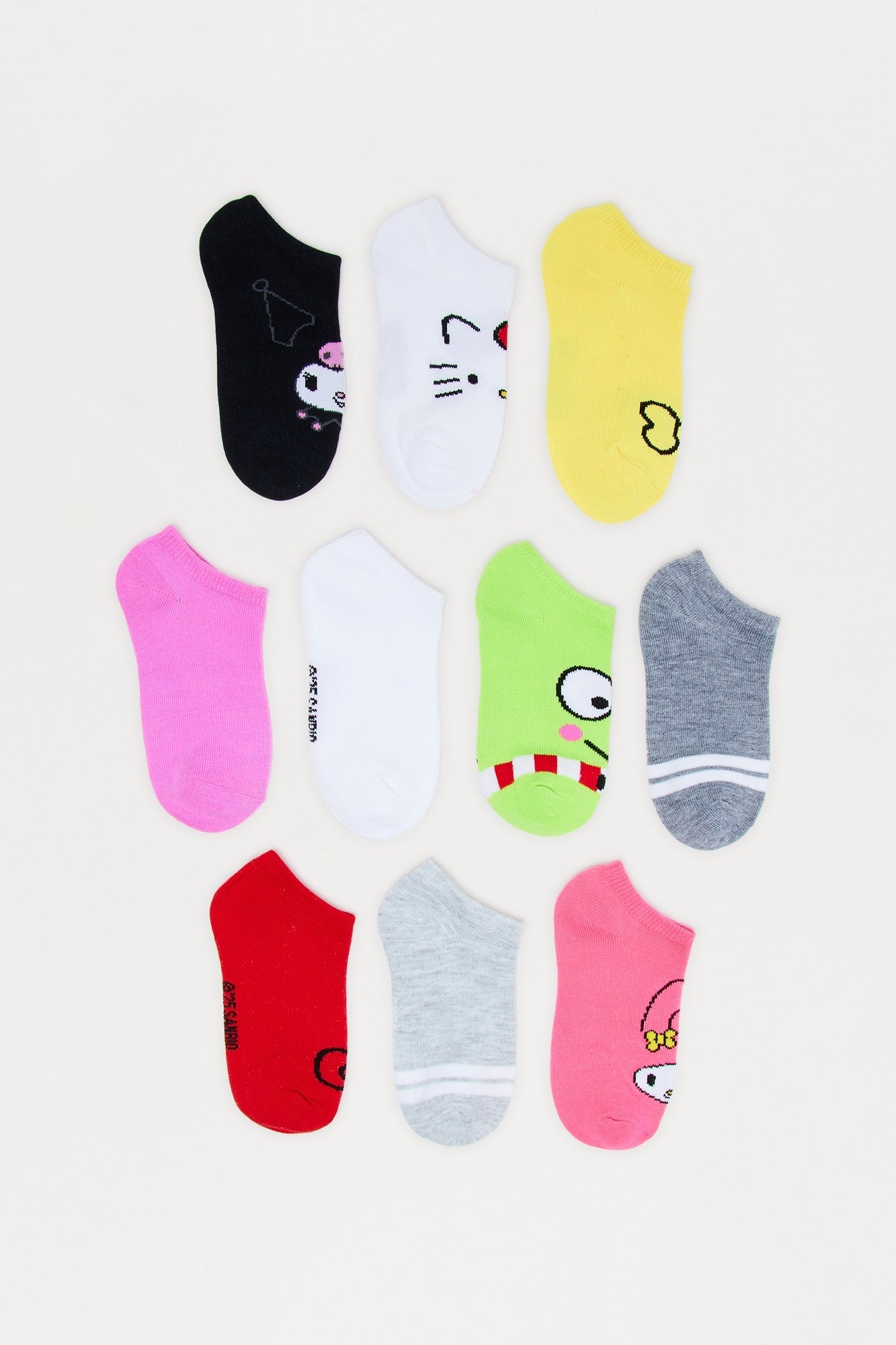 Mini Hello Kitty And Her Besties No Show Socks 10 Pack - White/combo