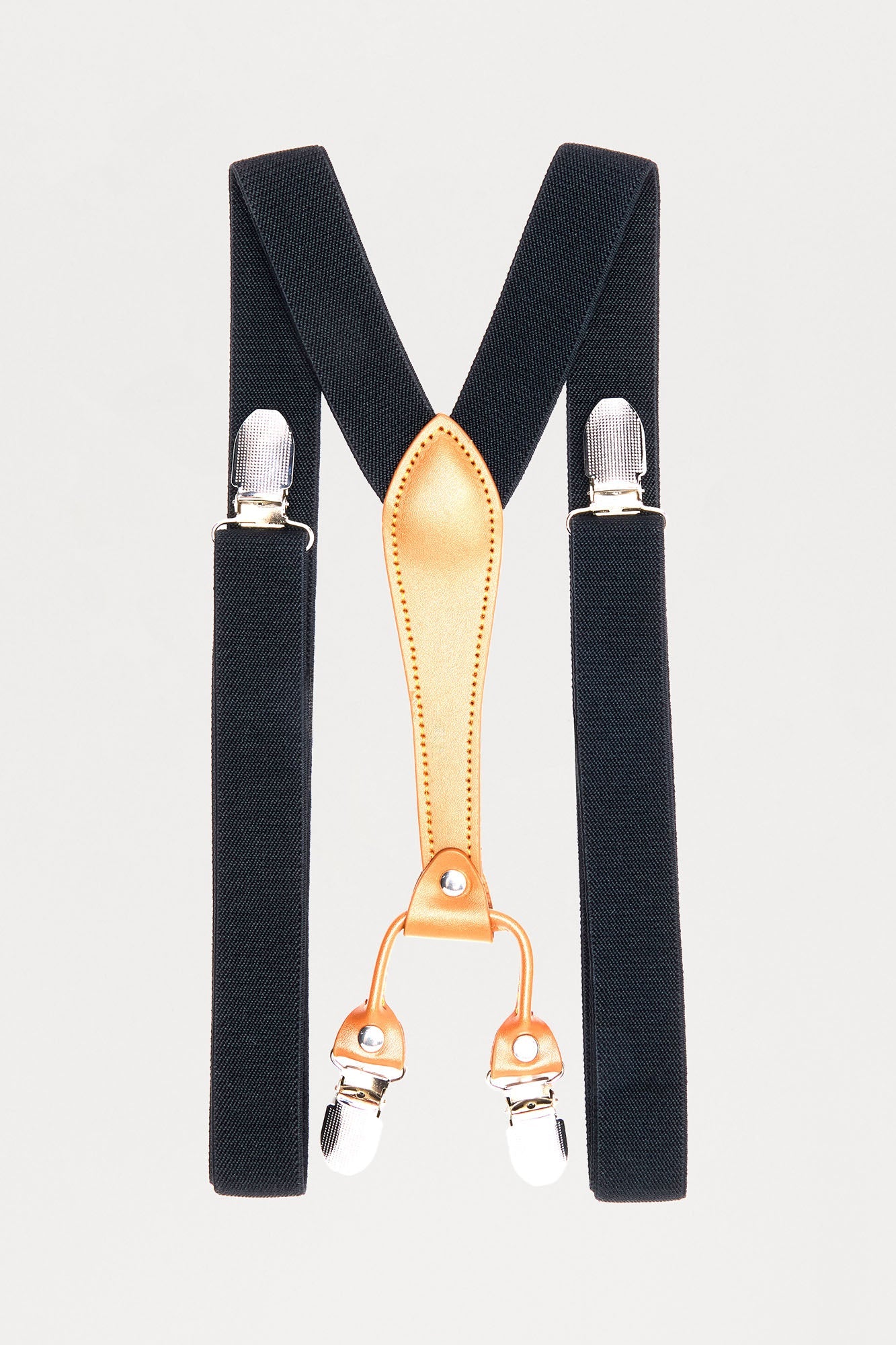 Solid Stretch Fit Adjustable Suspenders - Black