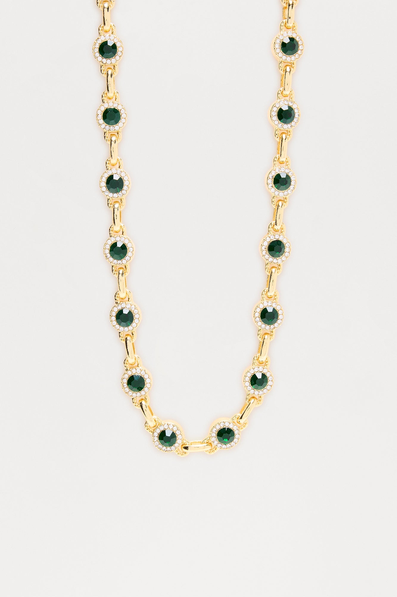 Iced Cluster Link Necklace - Gold