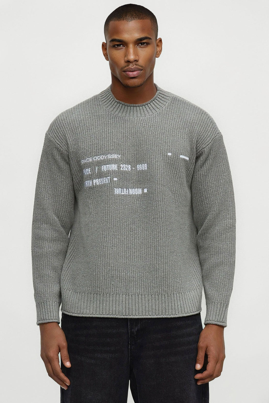 Extreme Space Cable Knit Sweater - Grey