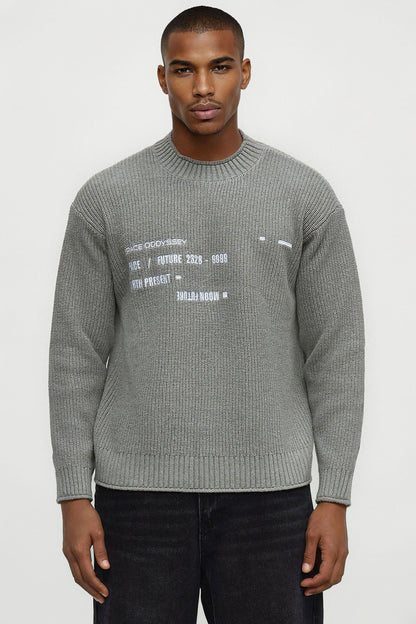 Extreme Space Cable Knit Sweater - Grey