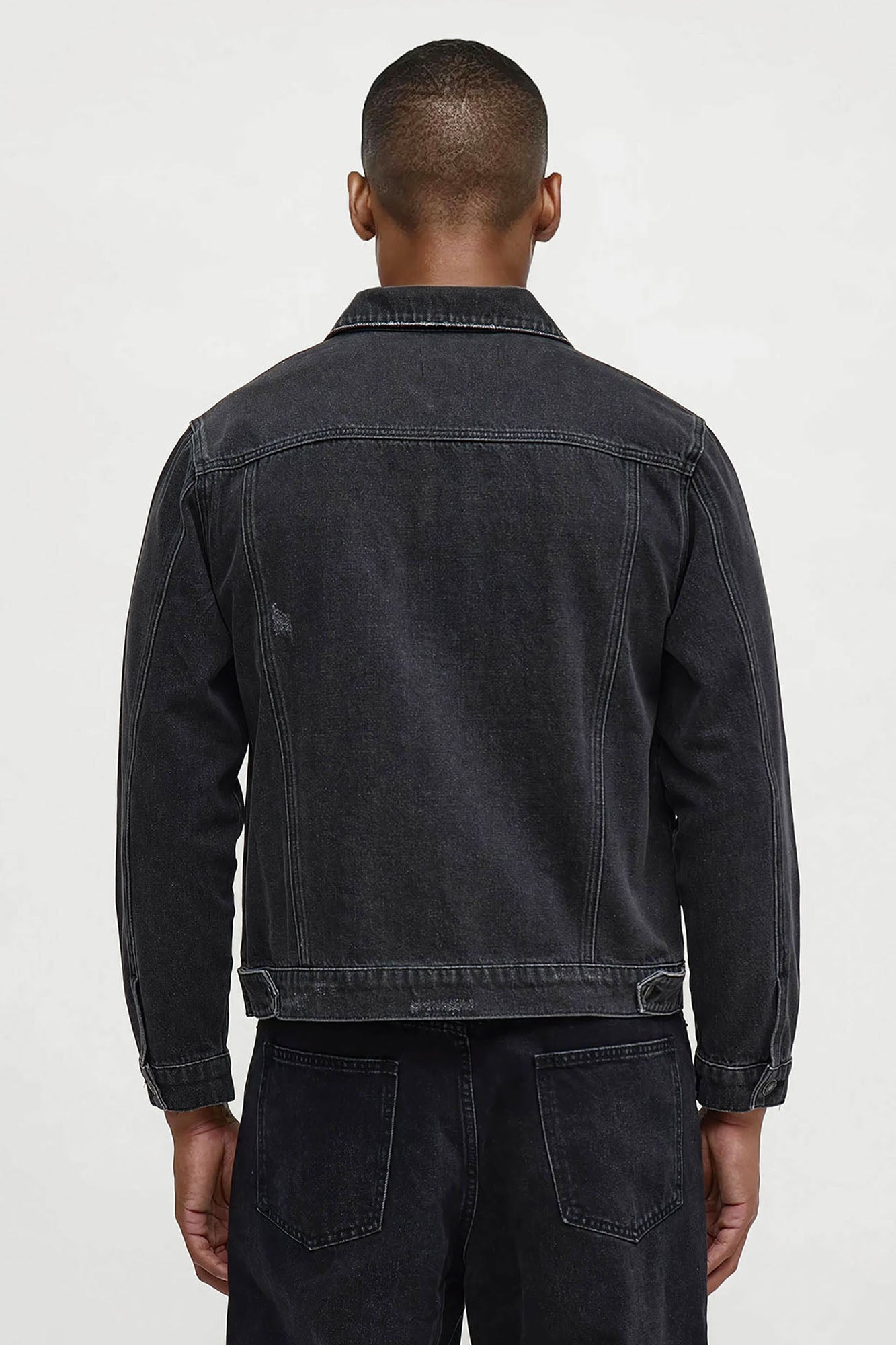 Paik Rhinestone Denim Jacket - Black Wash