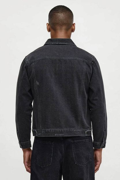 Paik Rhinestone Denim Jacket - Black Wash