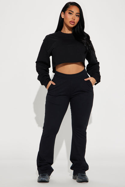 Flight Time Lounge Flare Pants - Black