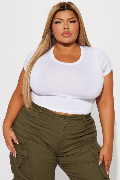 Judia Crew Neck Top - White