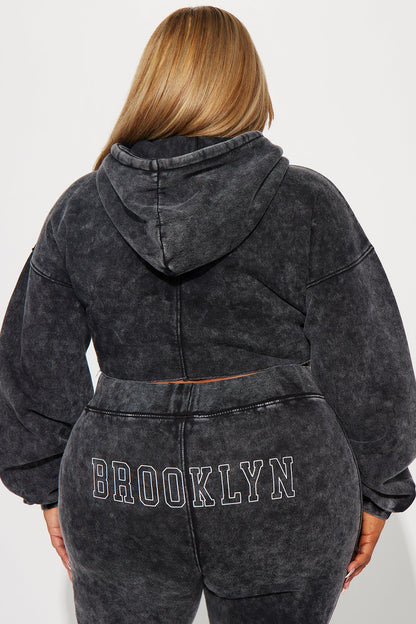 Brooklyn City Washed Hoodie - Black Wash