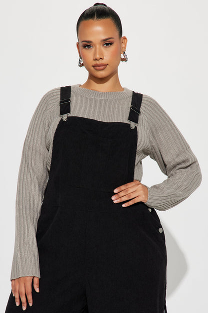 Feel The Passion Corduroy Jumpsuit - Black