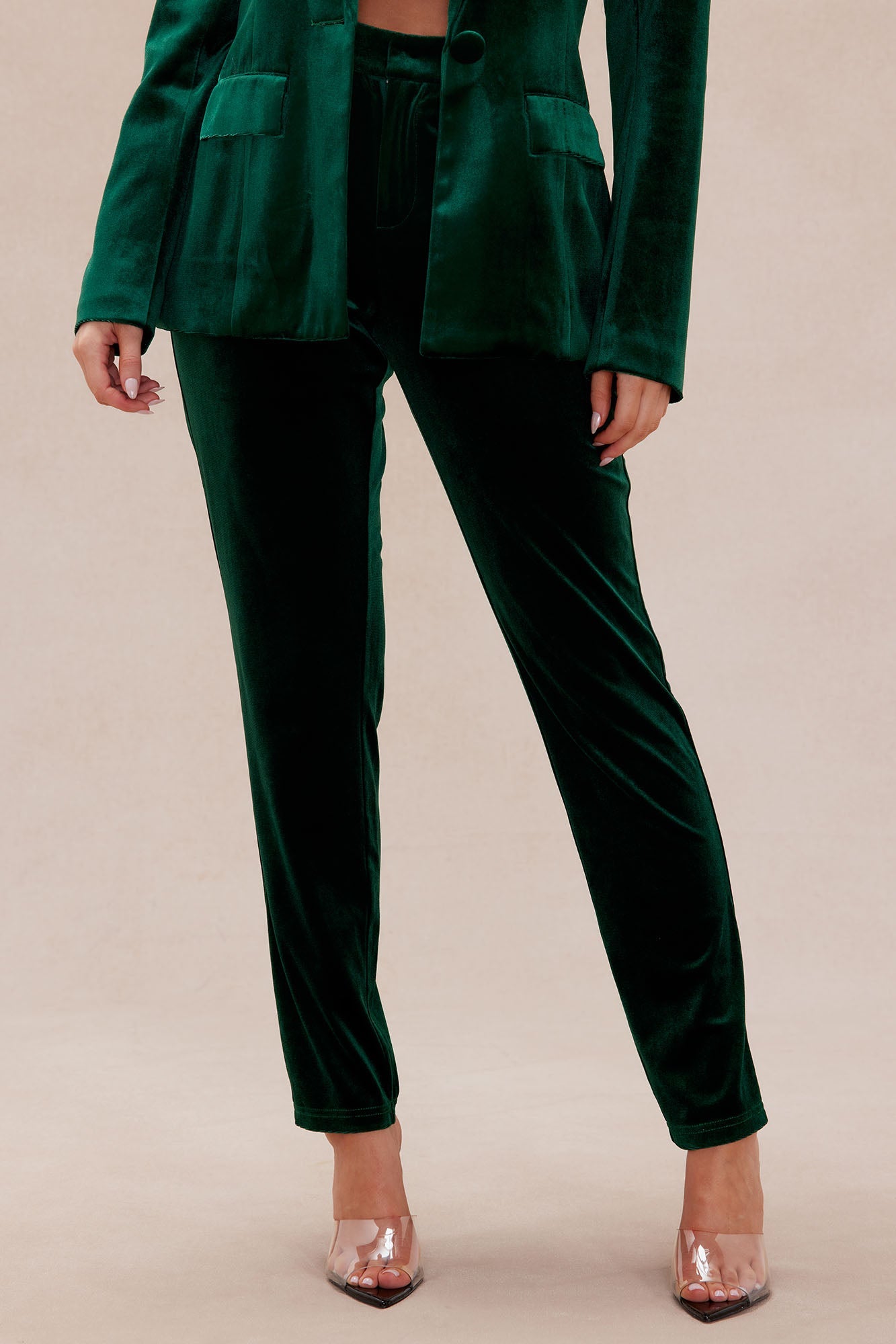 Vienna Velvet Blazer Suit Set - Hunter